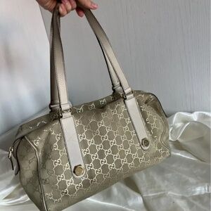 Authentic Gucci GG Charmy Suede Boston Shoulder bag
